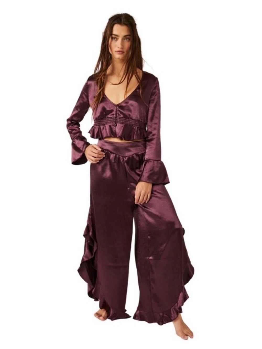 Free People SET M/S Chasing Love Ruffle
